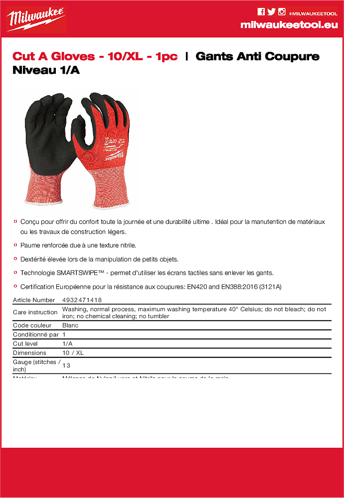 GANTS ANTI-COUPURE
